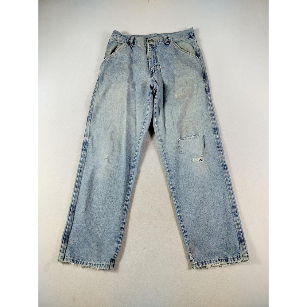 Wrangler Hero Jeans Mens 32x30 Blue Destroyed Carpenter Distressed Thrashed